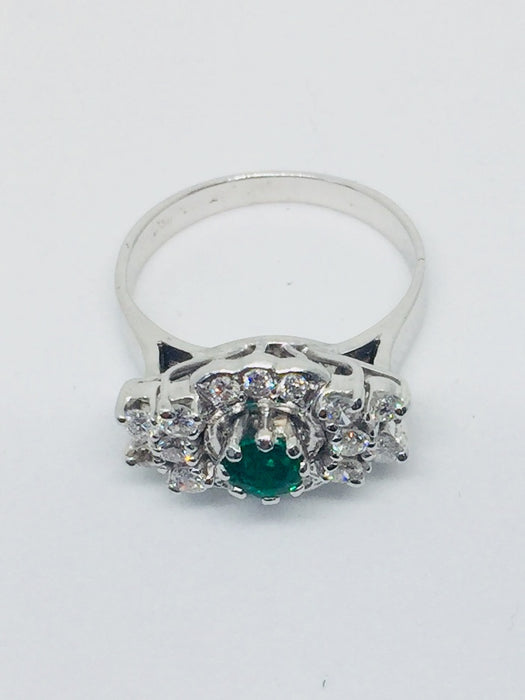 18ct White Gold Diamond and Emerald cluster ring - SHORTERS - Robert Openshaw Fine Jewellery