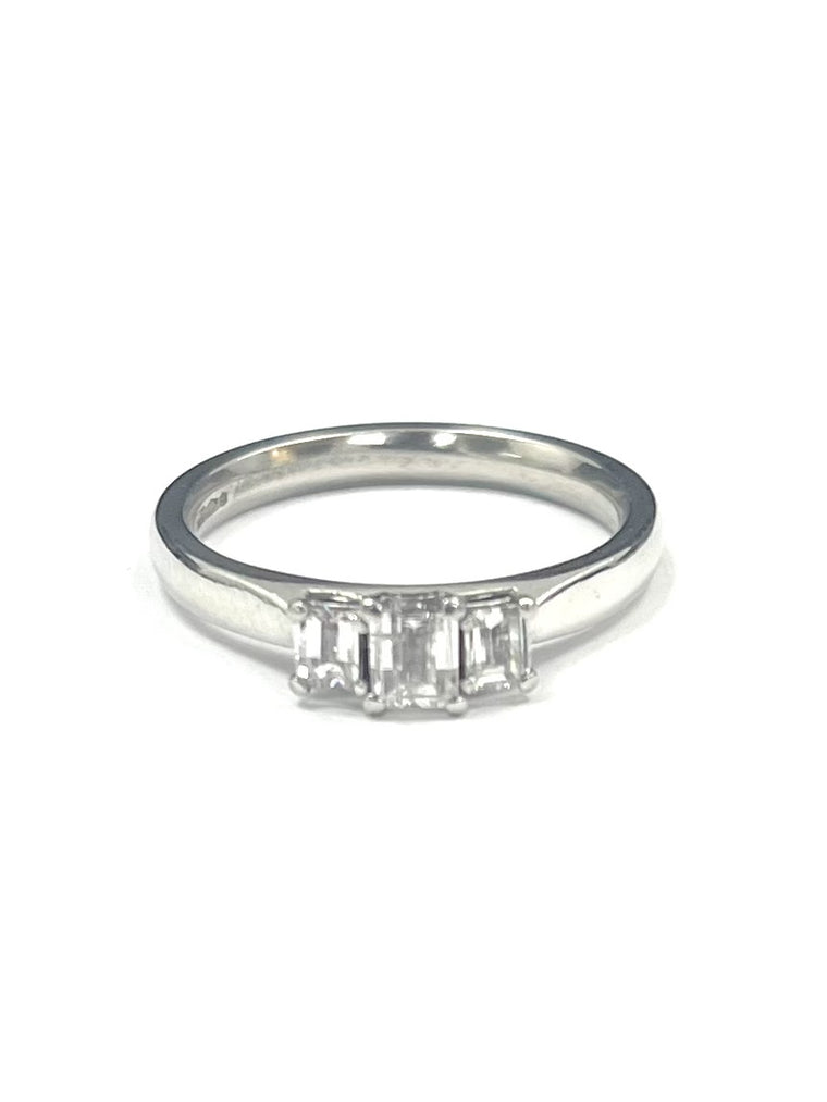 Platinum Three Stone Millennium Cut 0.45 Diamond Ring