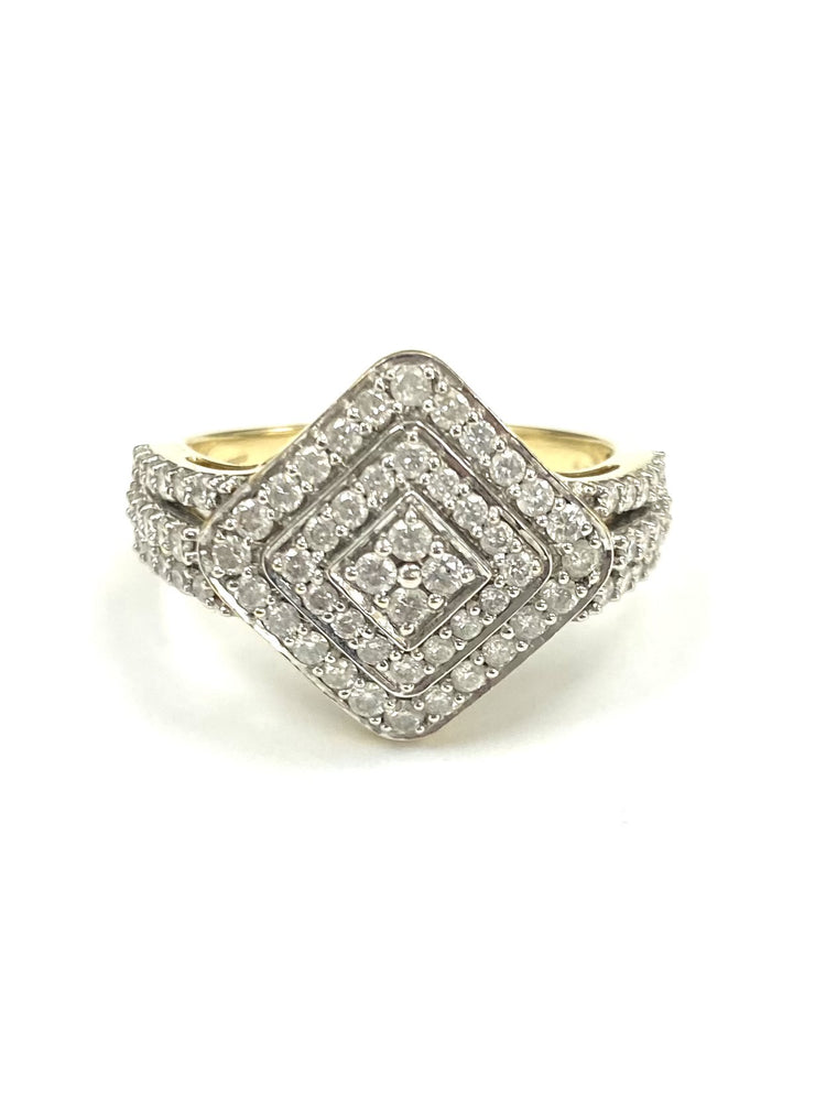 14ct Yellow Gold 1.00cts Diamond Cluster Ring