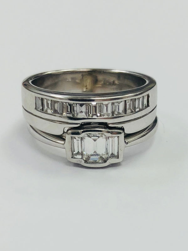 18ct White Gold Emerald Cut three stone Diamond ring. 0.60cts - BUNCH1 - Robert Openshaw Fine Jewellery
