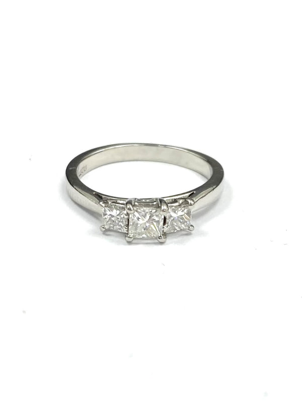 Platinum Princess Cut 0.57cts Diamond Three Stone Ring