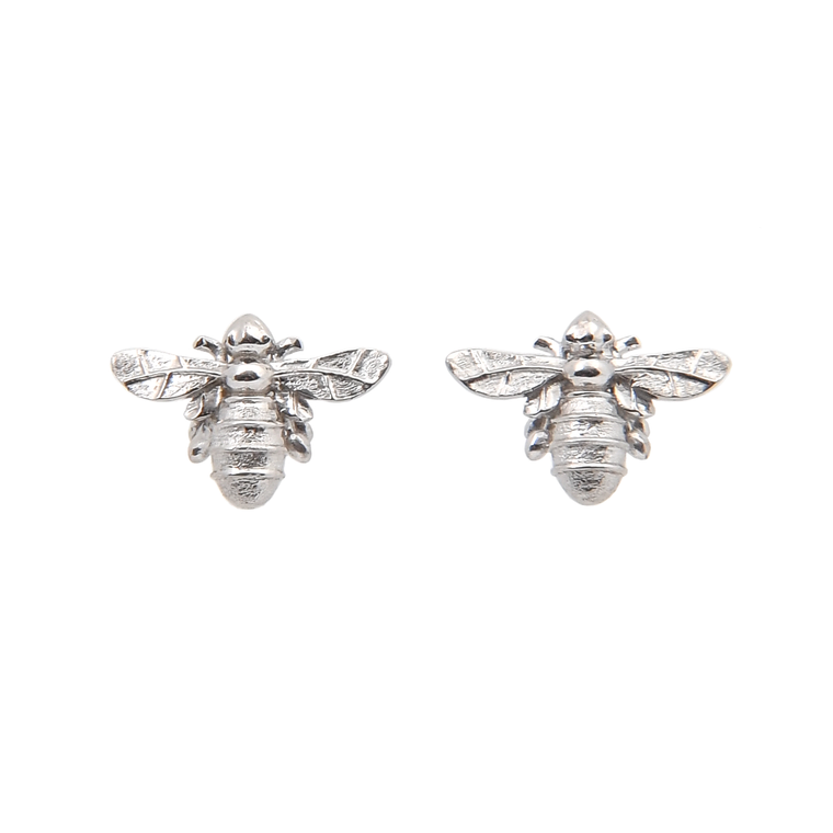 Silver Mini Bumble Bee Stud Earrings 925