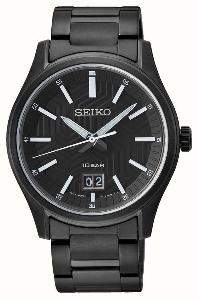 Seiko Mens Black Plated Watch SUR515P1