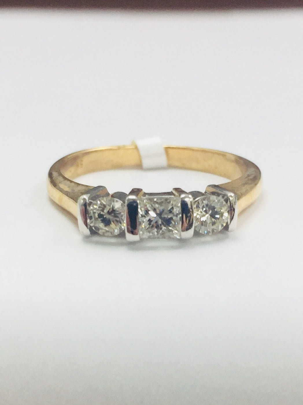18ct YELLOW GOLD THREE STONE DIAMOND RING 0.52CTS - CHALMERS - Robert Openshaw Fine Jewellery