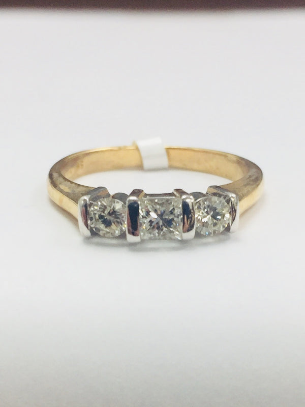 18ct YELLOW GOLD THREE STONE DIAMOND RING 0.52CTS - CHALMERS - Robert Openshaw Fine Jewellery