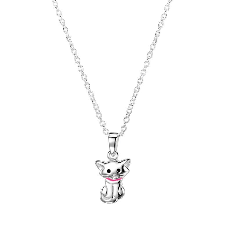 JO FOR GIRLS SILVER 10mm "CAT WITH ATTITUDE" PINK COLLAR CP129