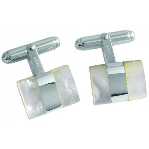 CARRS SILVER & PEARL CUFFLINKS PN170