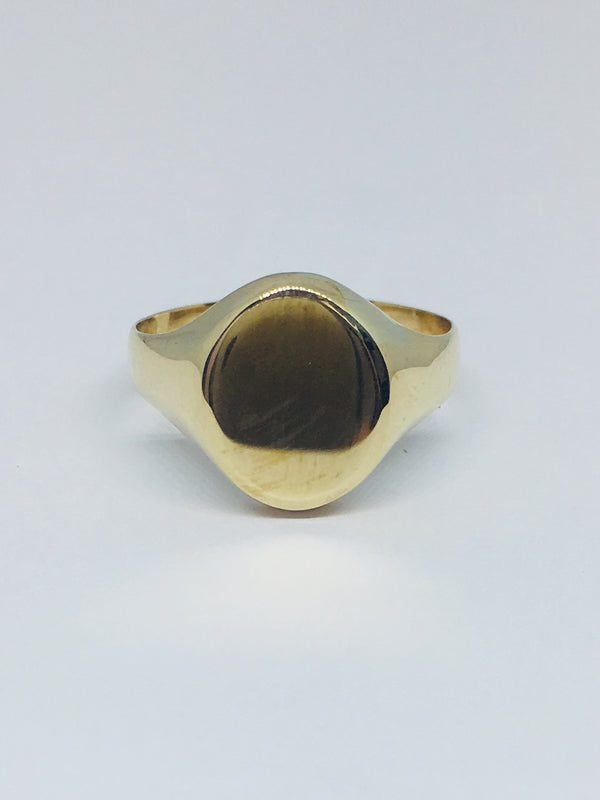 9ct Yellow Gold Plain Oval Signet Ring R266