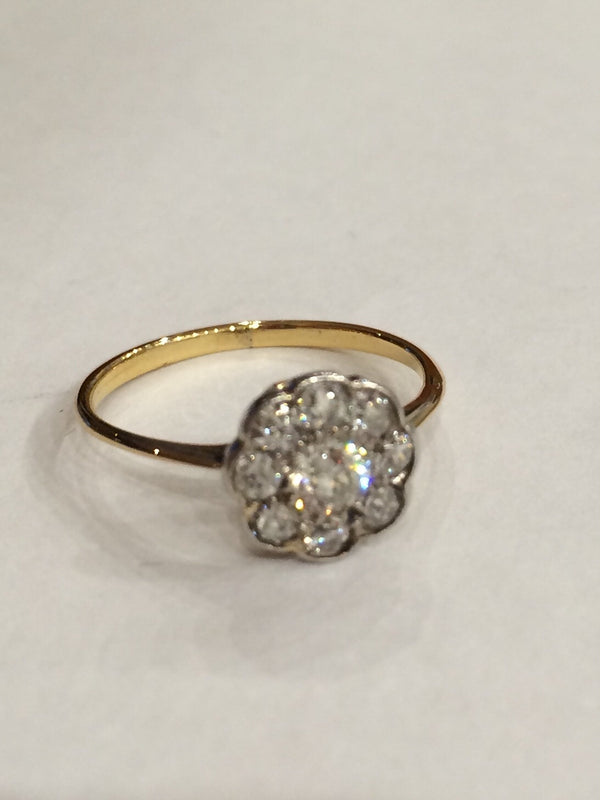 18CT YELLOW GOLD 0.56CTS 9 STONE DIAMOND CLUSTER RING MARSHALL/2 - Robert Openshaw Fine Jewellery