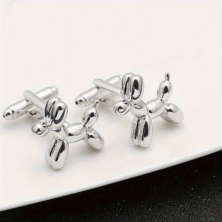 Silver Plated Bubble Dog Cufflinks
