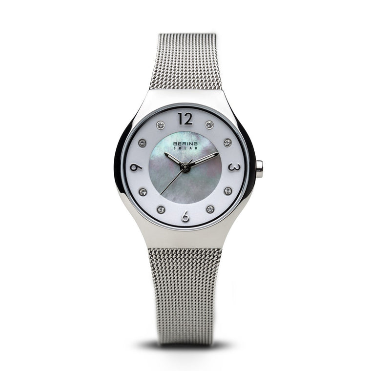 Bering Womens Polished Silver Solar Watch 14427-004