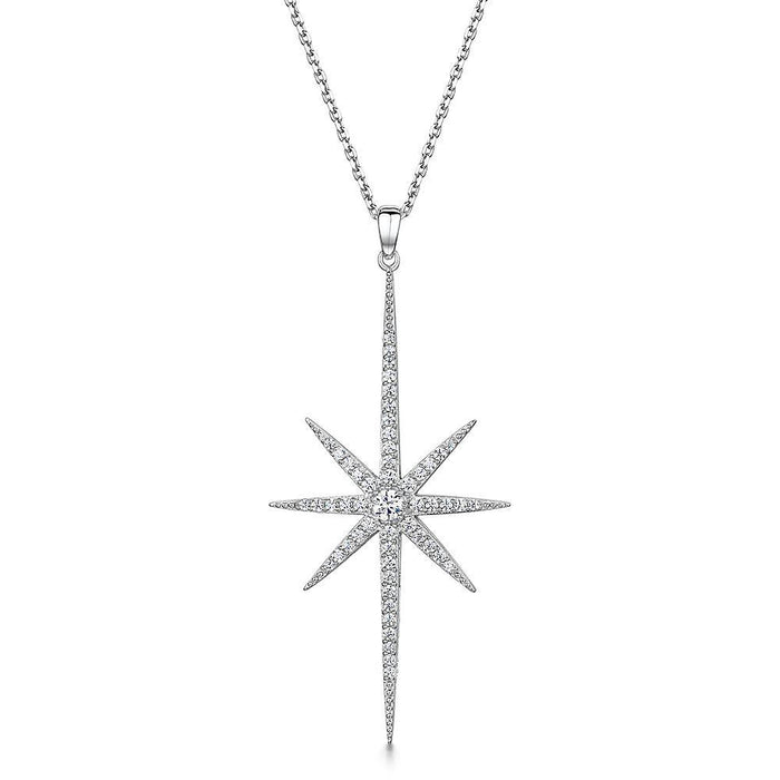Jools Silver North Star Large Necklace & Chain HBN3004
