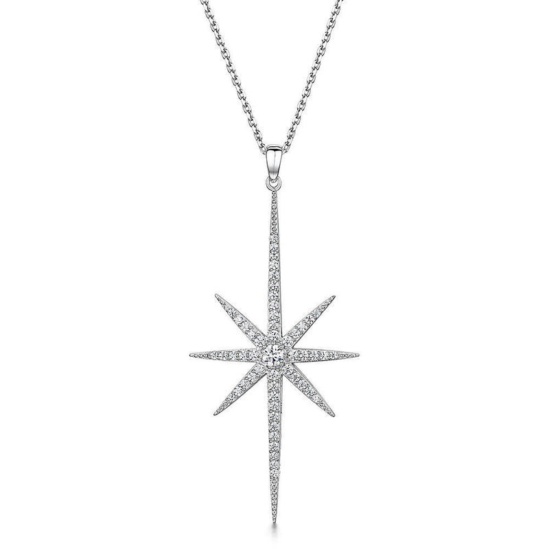 Jools Silver North Star Large Necklace & Chain HBN3004