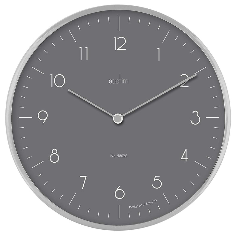 Acctim "Madison" 35cm Brushed Metal Wall Clock in Grey 29517 - Robert Openshaw Fine Jewellery