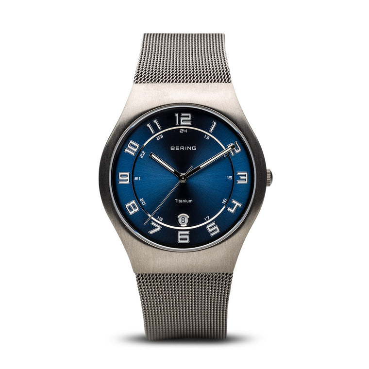 Bering Mens Classic Titanium Brushed Grey Watch 11937-078
