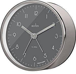 Acctim "Oskar" Alarm Clock in Satin Steel 15677 - Robert Openshaw Fine Jewellery