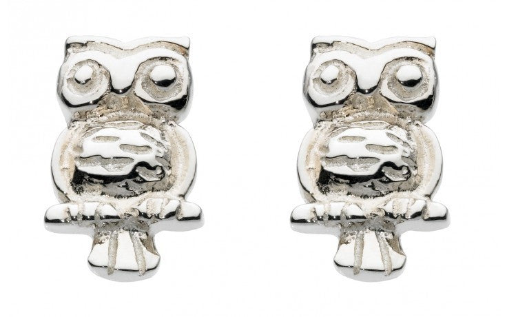 SILVER OWL STUD EARRINGS 40136HP013 - Robert Openshaw Fine Jewellery