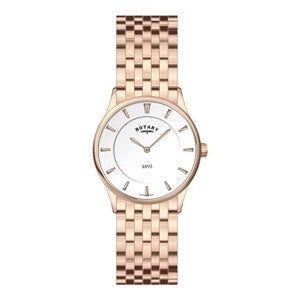 ROTARY LADIES ROSE GOLD COLOURED ULTRA SLIM BRACELET WATCH LB08204/02