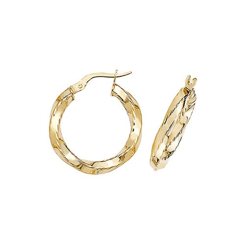9ct Yellow Gold 15mm Hoops ER375
