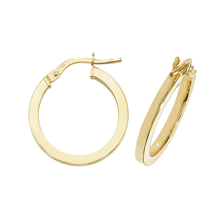 9ct Yellow Gold 15mm Hoops ER947-15
