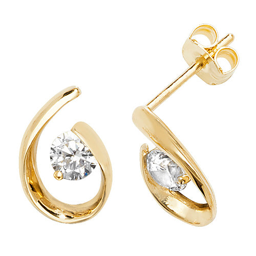 9ct Yellow Gold CZ Stud Earrings ES553