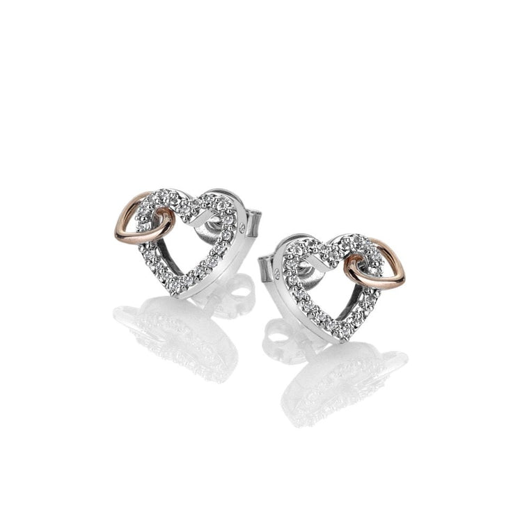 Hot Diamonds Togetherness Open Heart Earrings - Rose Gold Plate Accents DE606