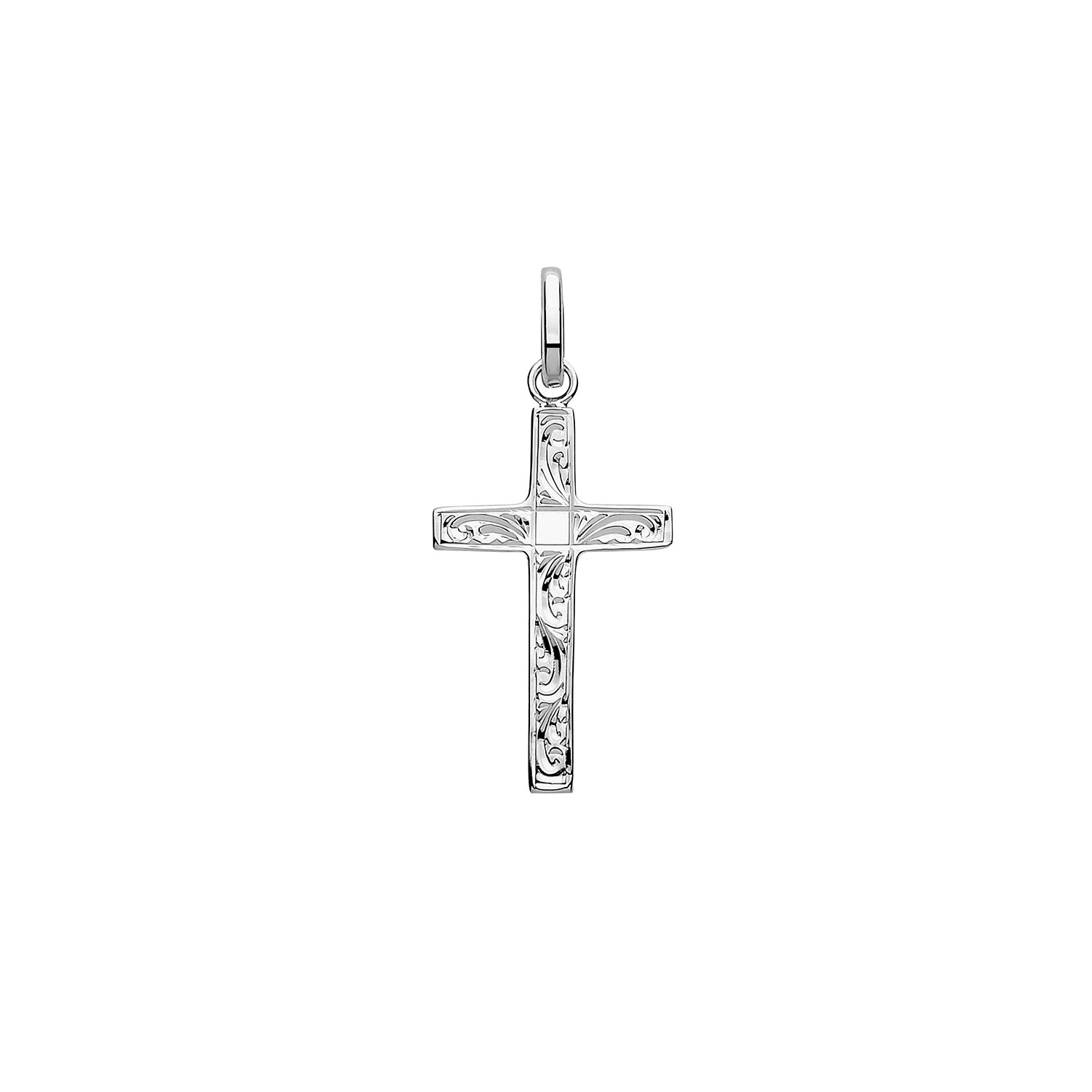 Silver Solid Half Engraved Cross