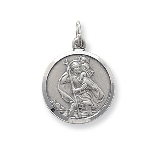 Silver Round St Christopher - Medium