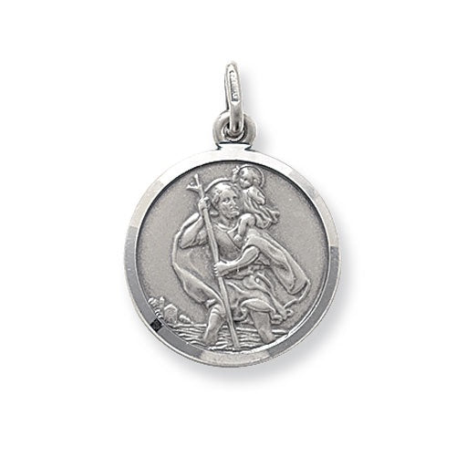 Silver Round St Christopher - Large