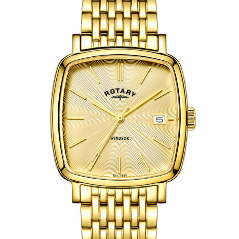 Rotary Men's gold plated Windsor Cushion watch GB05308/03