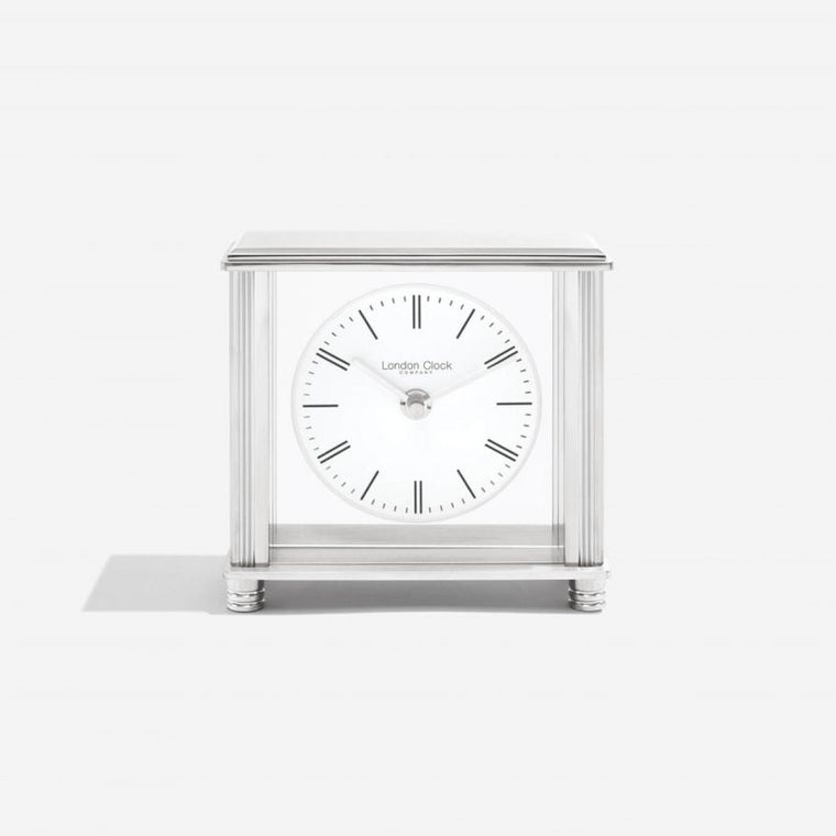 London Clock Co Square Silver Small Mantel Clock