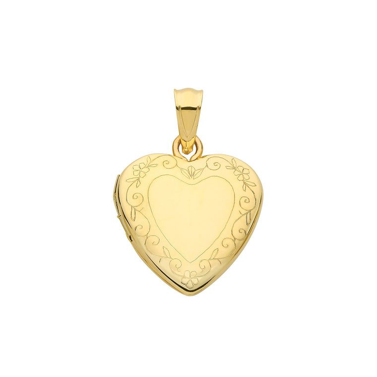 9ct Yellow Gold Heart Locket - Engraved